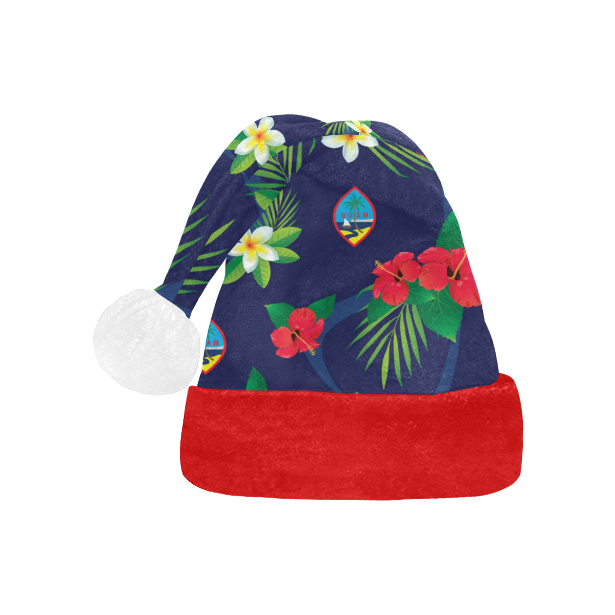 Guam Flag Flowers Christmas Santa Hat