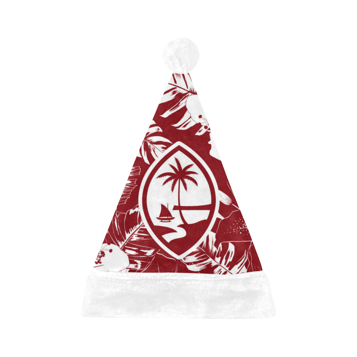 Guam Red Hibiscus Christmas Santa Hat