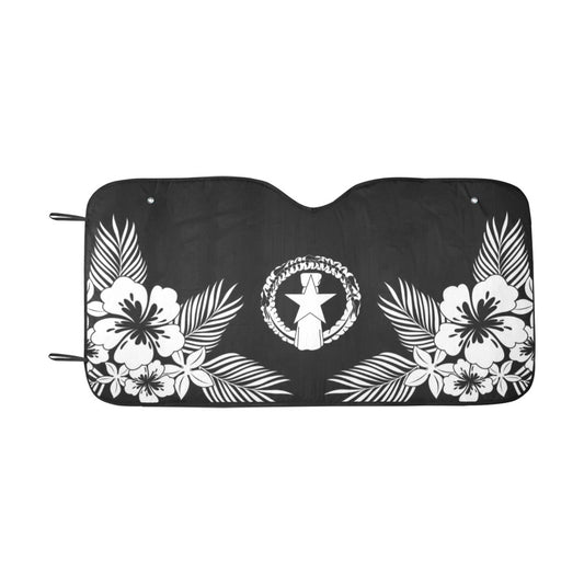 CNMI Tropical Hibiscus Black Car Sun Shade