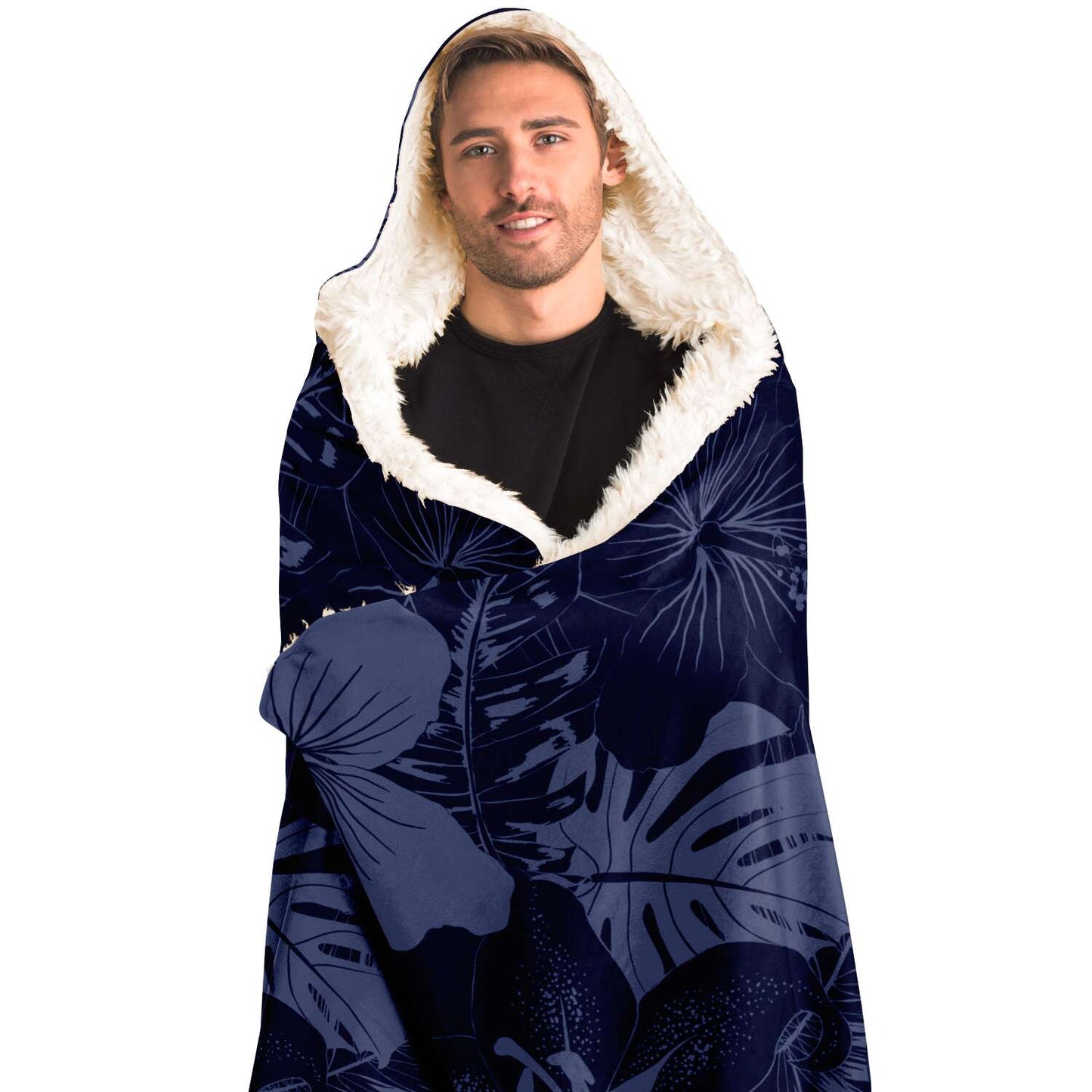 Latte Stone Guam Tribal Blue Premium Sherpa Hooded Blanket