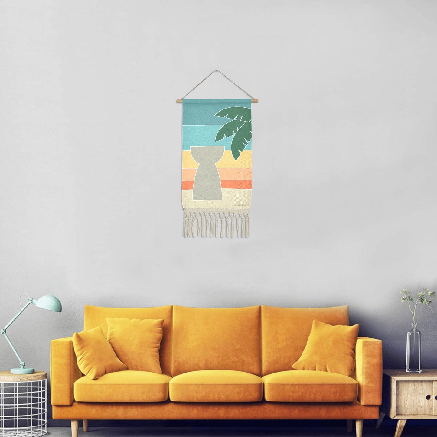Retro Latte Stone Guam CNMI Linen Hanging Poster