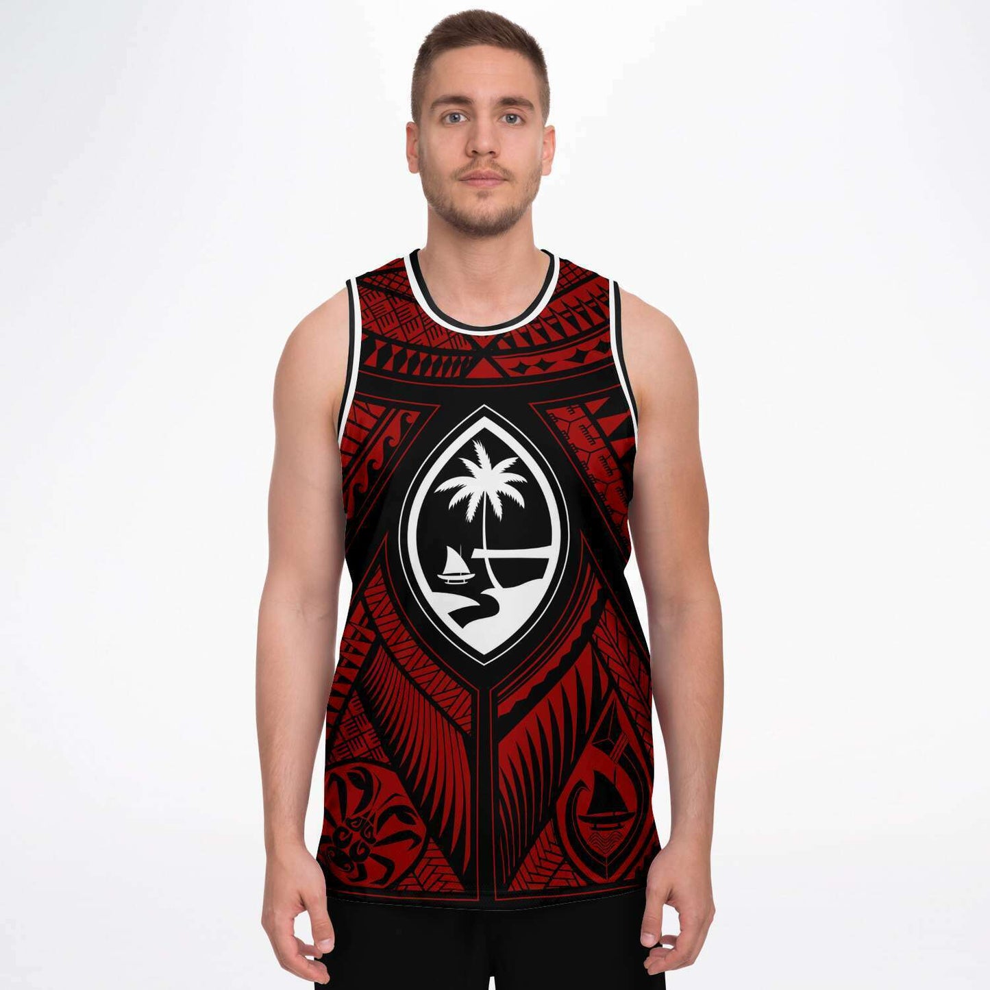 Guahan Tribal Red Basketball Jersey