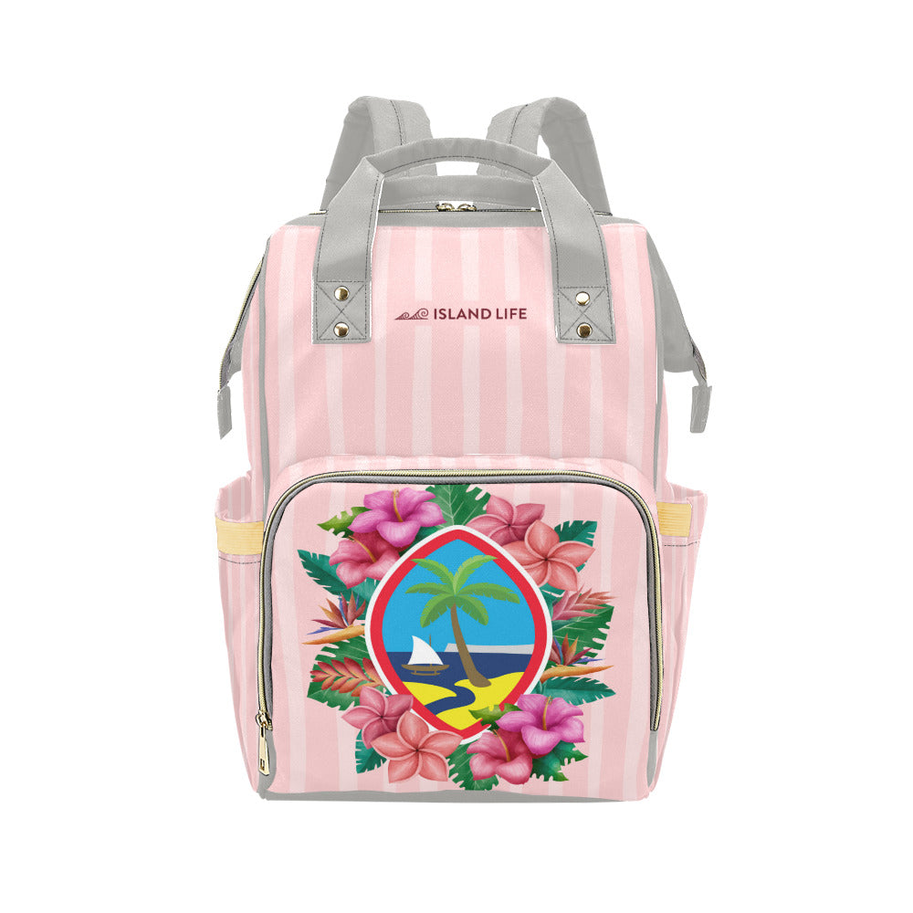 Guam Seal Pink Floral Baby Diaper Backpack Bag