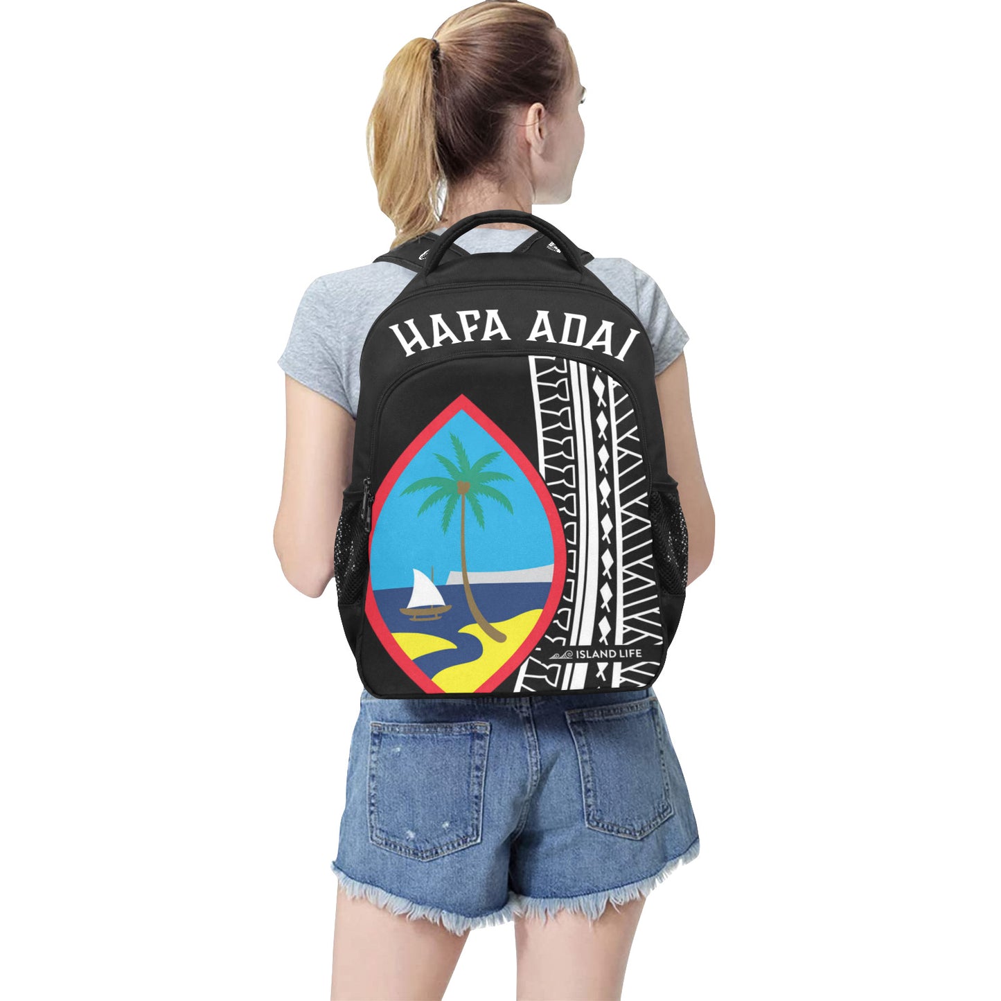 Hafa Adai Guam Tribal Black Multifunctional Backpack
