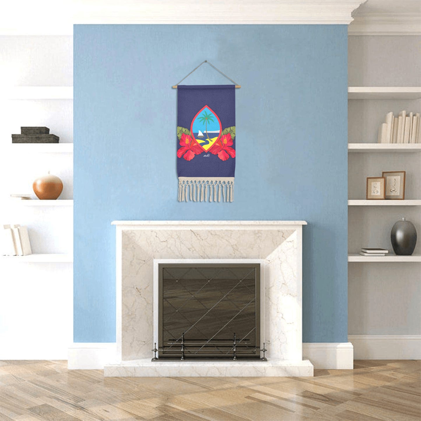 Guam Seal Hibiscus Paradise Linen Hanging Poster