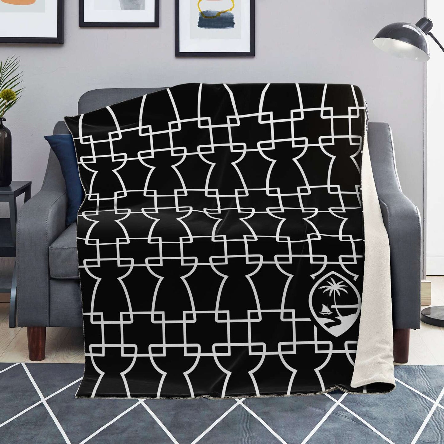 Geometric Latte Stone Guam Microfleece Blanket