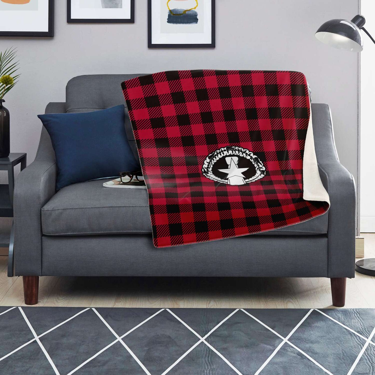 CNMI Saipan Tinian Rota Buffalo Plaid Christmas Microfleece Blanket