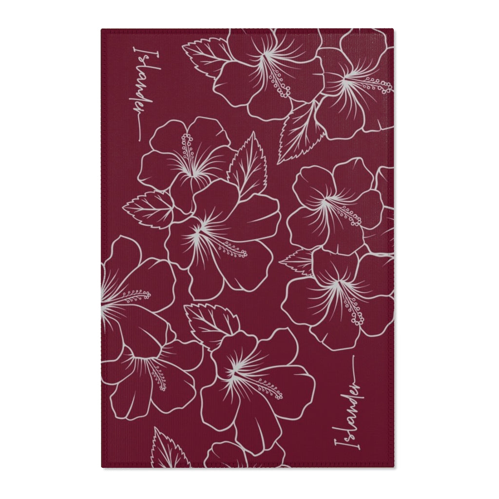 Guam CNMI Modern Hibiscus Red Area Rug
