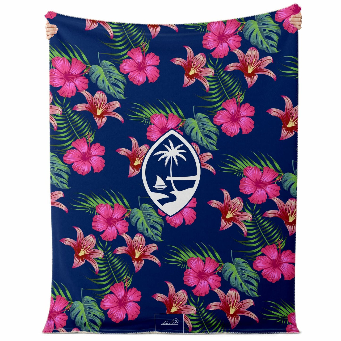 Guam Hibiscus Island Blue Microfleece Blanket