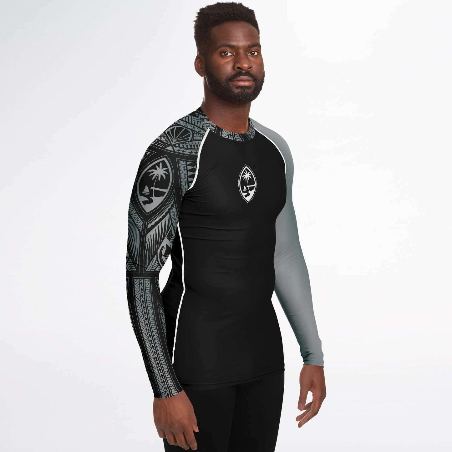 Guahan Tribal Men's Gray Rashguard