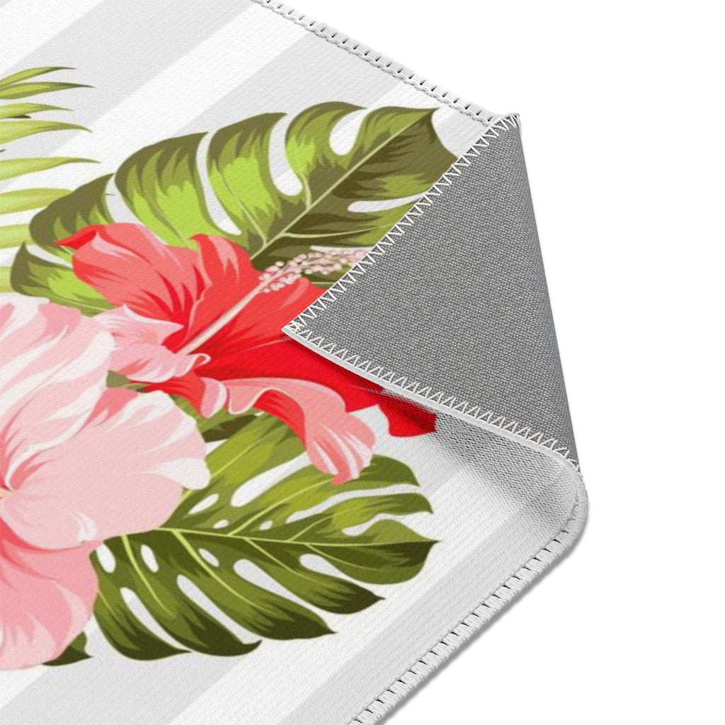 Guam CNMI Striped Hibiscus Nursery Area Rug