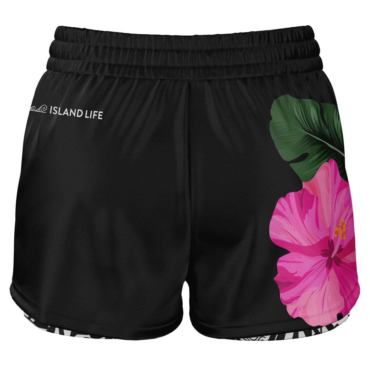 Guam Pink Hibiscus Paradise Layer 2-in-1 Phone Pocket Active Shorts