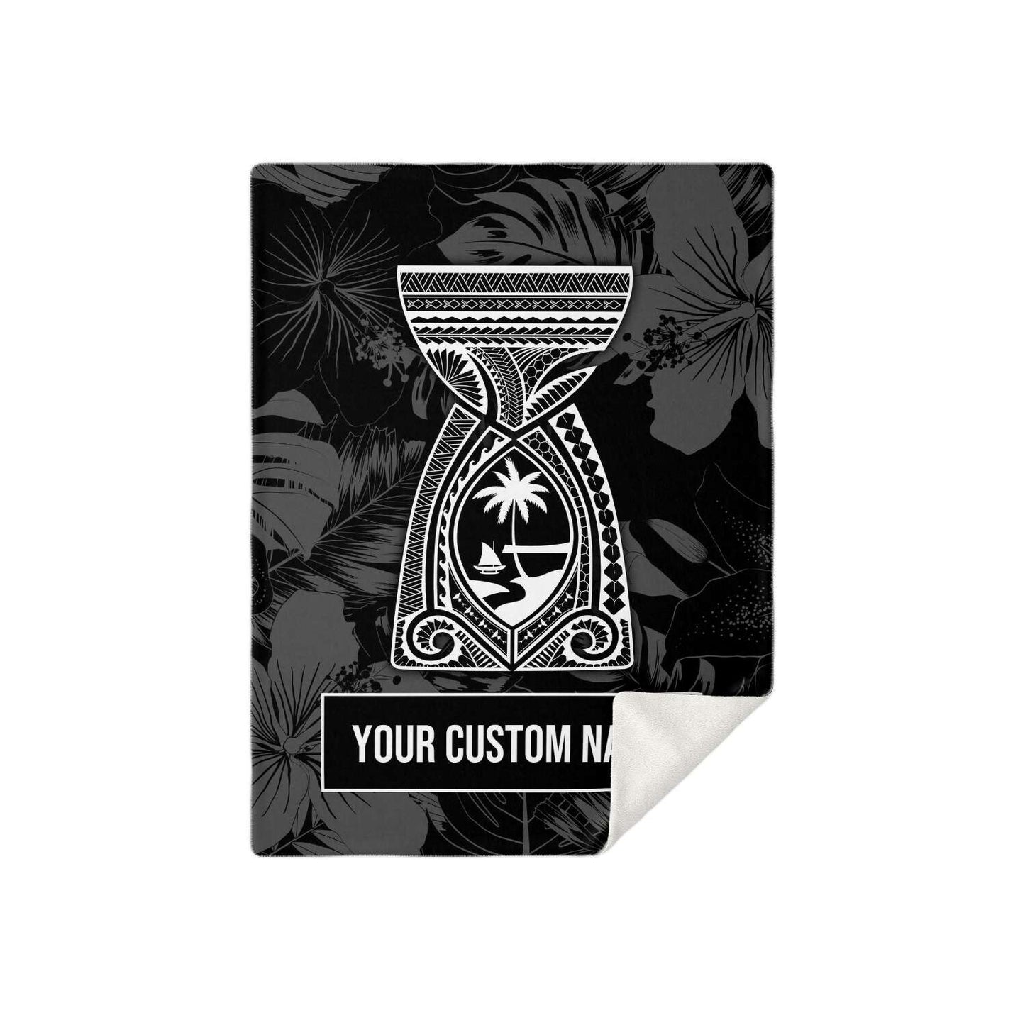 Latte Stone Guam Tribal Black Microfleece Blanket with Personalization