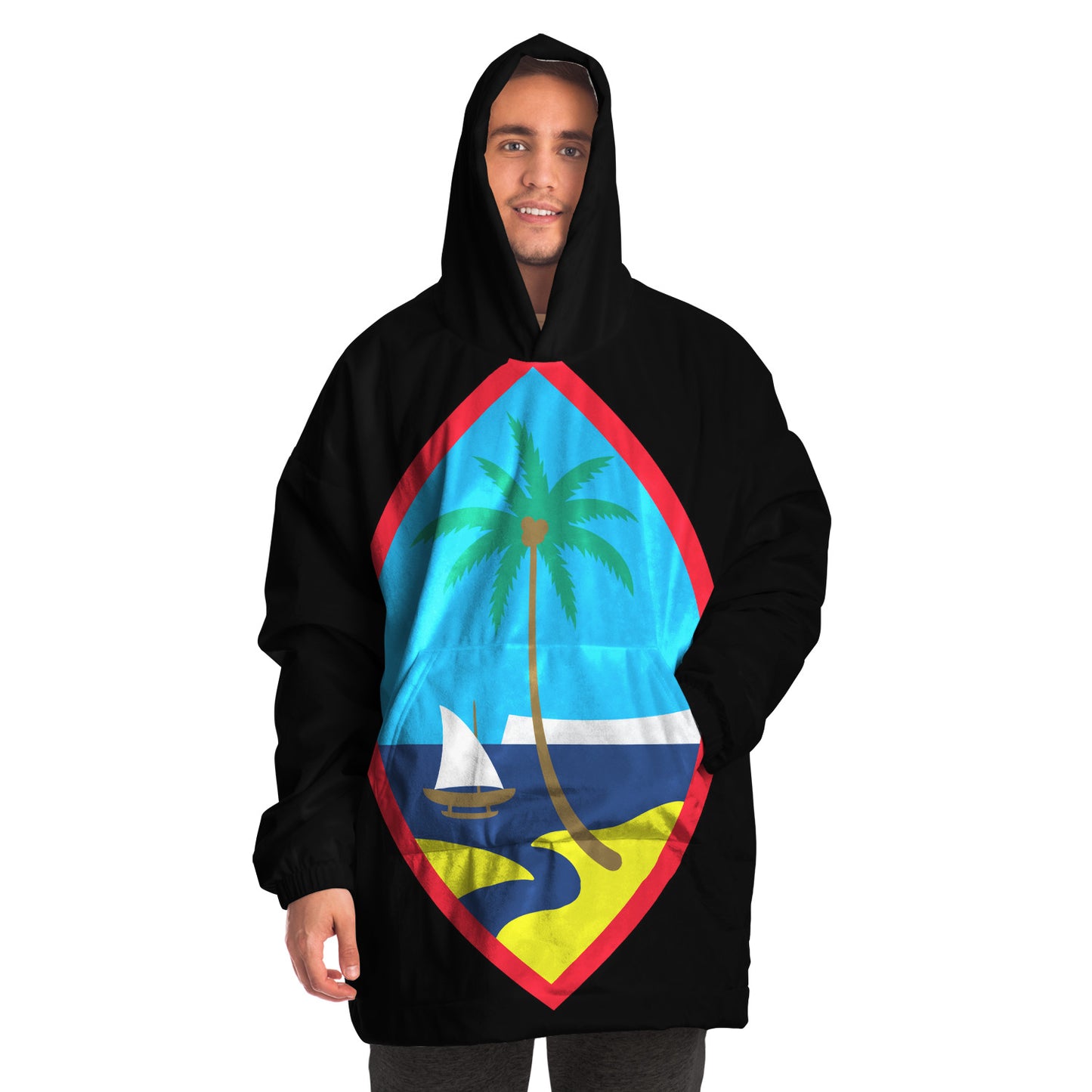 Guam Seal Black Blanket Snug Hoodie