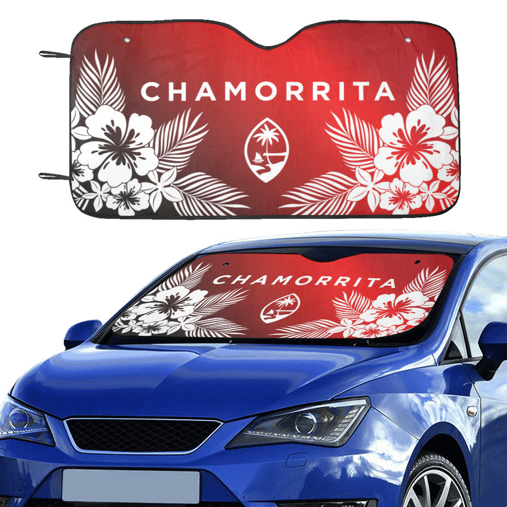 Chamorrita Guam Tropical Hibiscus Red Car Sun Shade