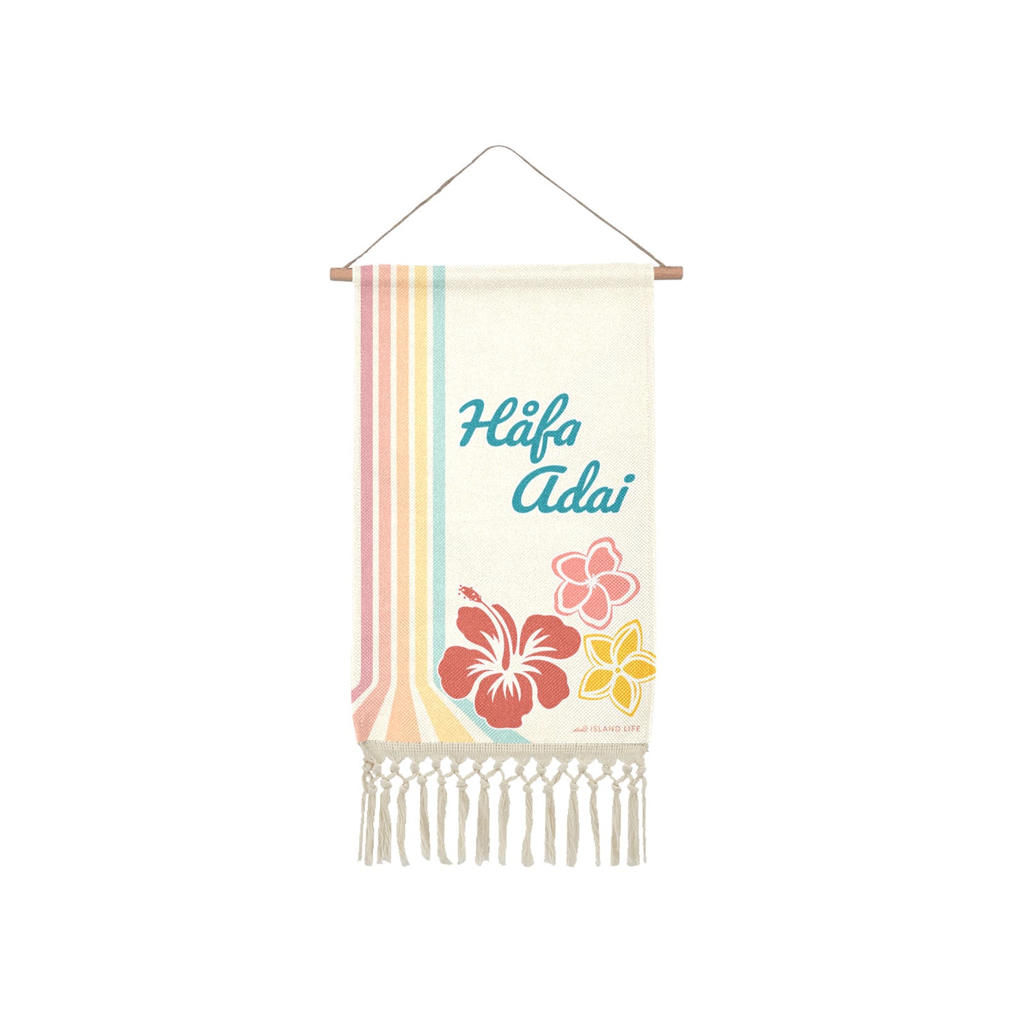 Hafa Adai Retro Flowers Guam CNMI Linen Hanging Poster