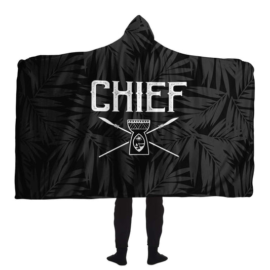 Chief Guam Black Premium Sherpa Hooded Blanket