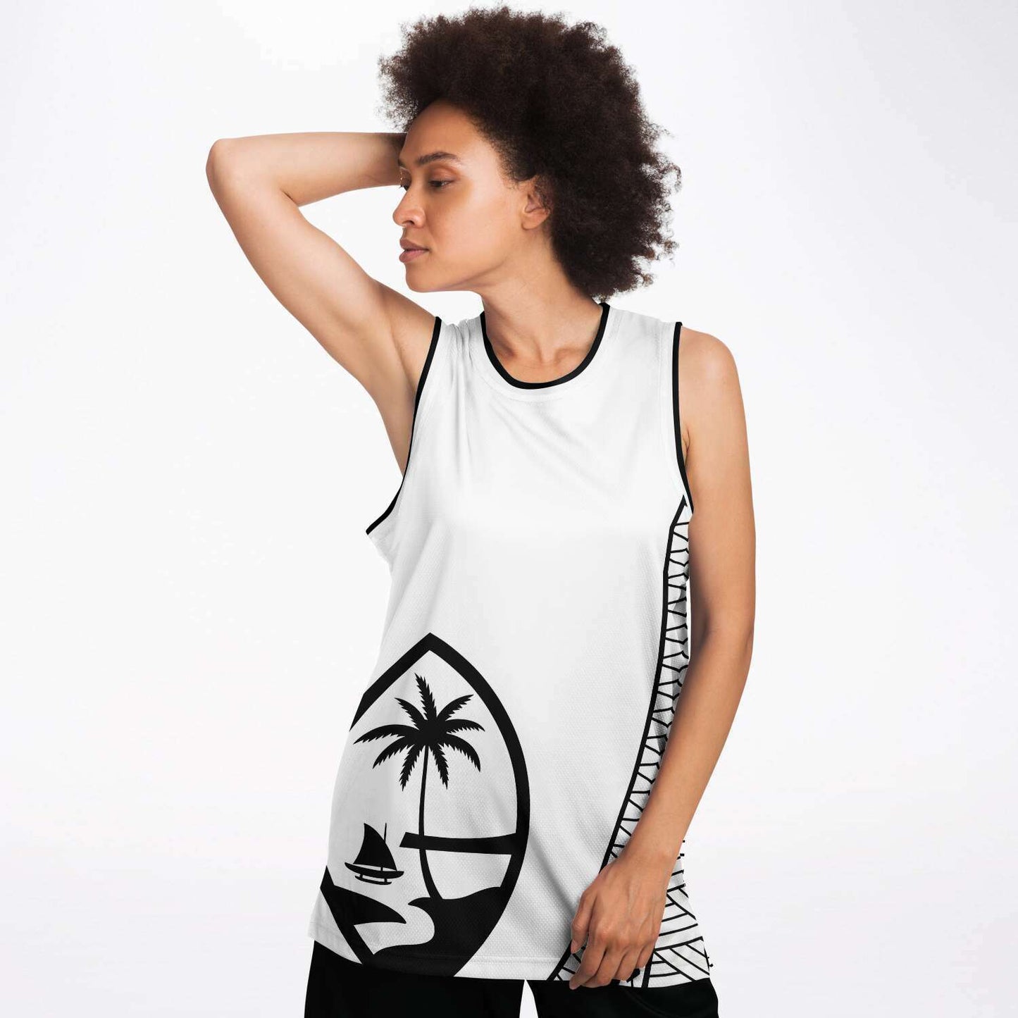 Guam Seal Tribal White Basketball Jersey