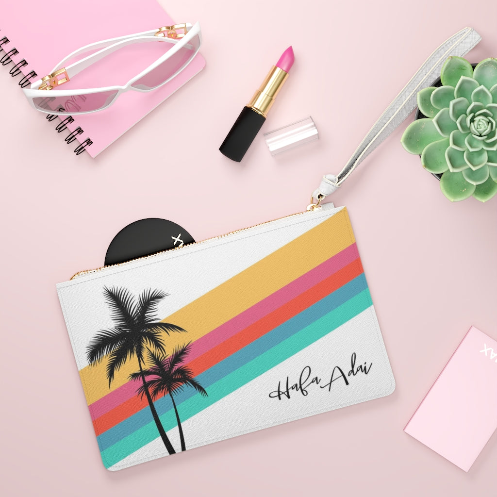 Retro Rainbow Hafa Adai Guam CNMI Clutch Bag