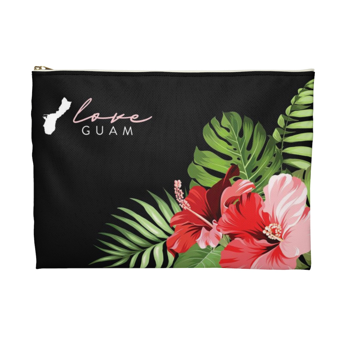 Love Guam Red Hibiscus Accessories Carry All Pouch