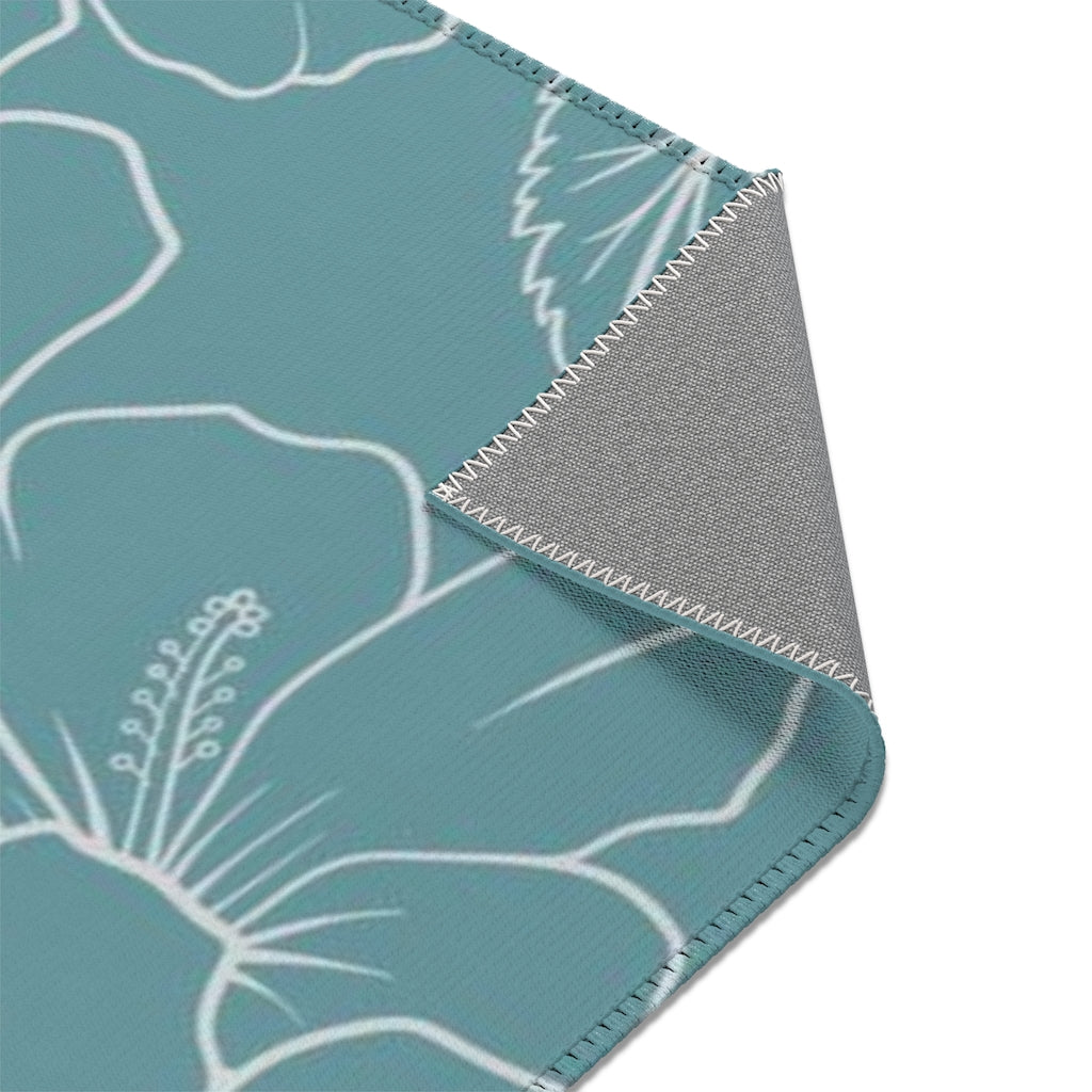 Guam CNMI Modern Hibiscus Teal Area Rug