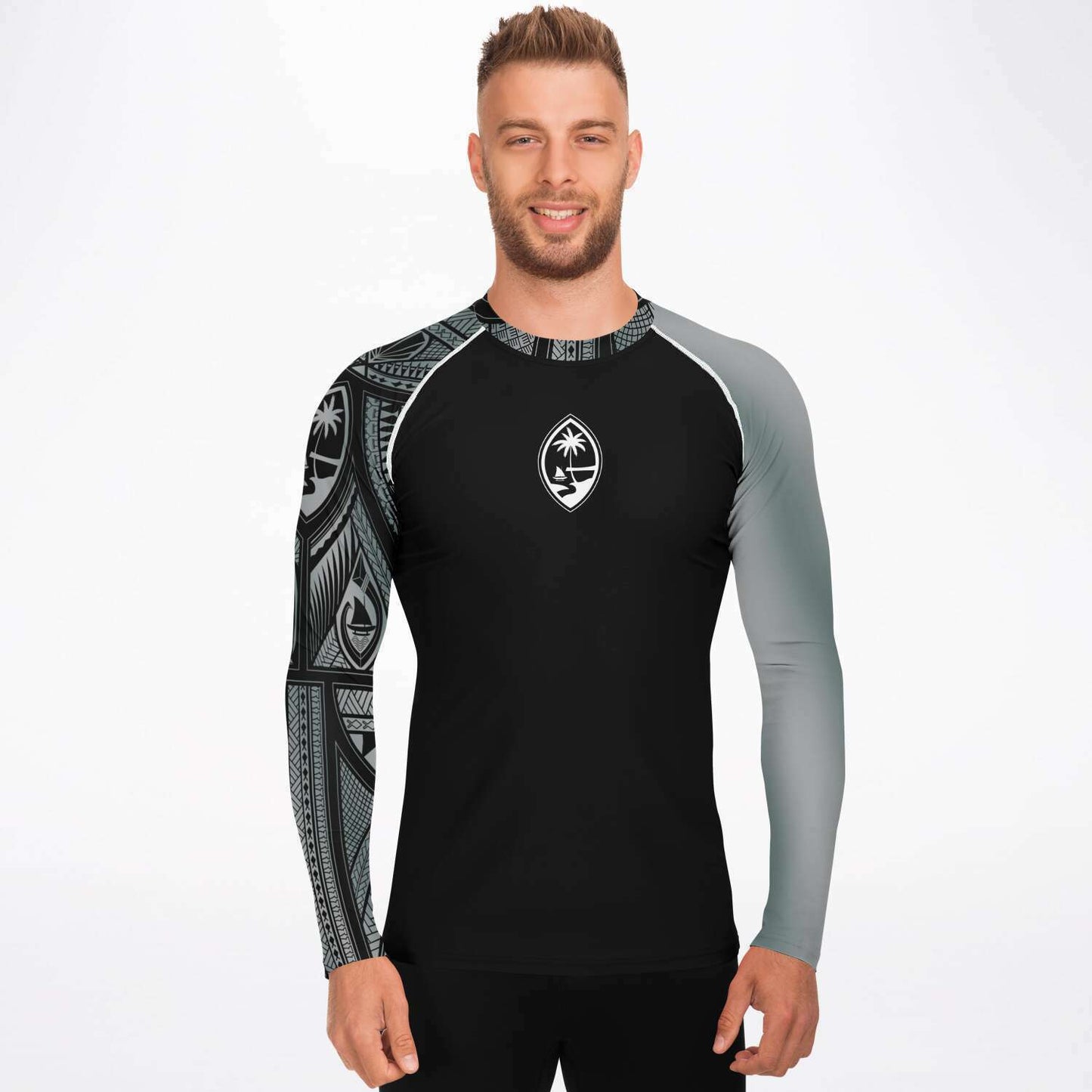 Guahan Tribal Men's Gray Rashguard