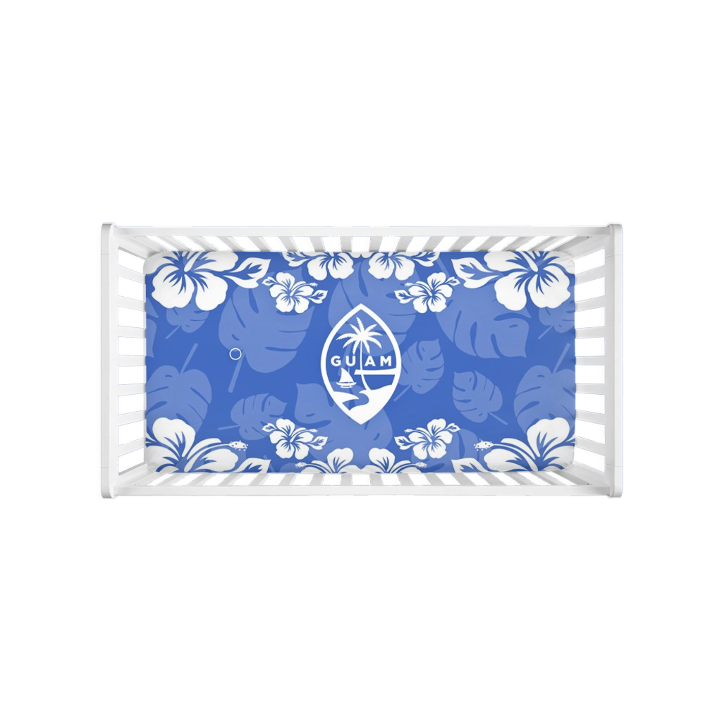 Guam Seal Blue Hibiscus Baby Crib Sheet