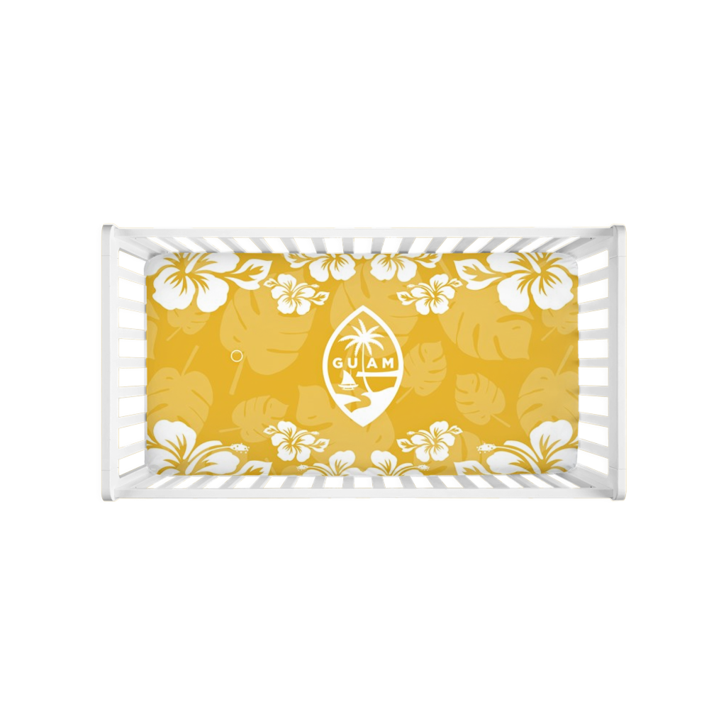 Guam Seal Yellow Gold Hibiscus Baby Crib Sheet