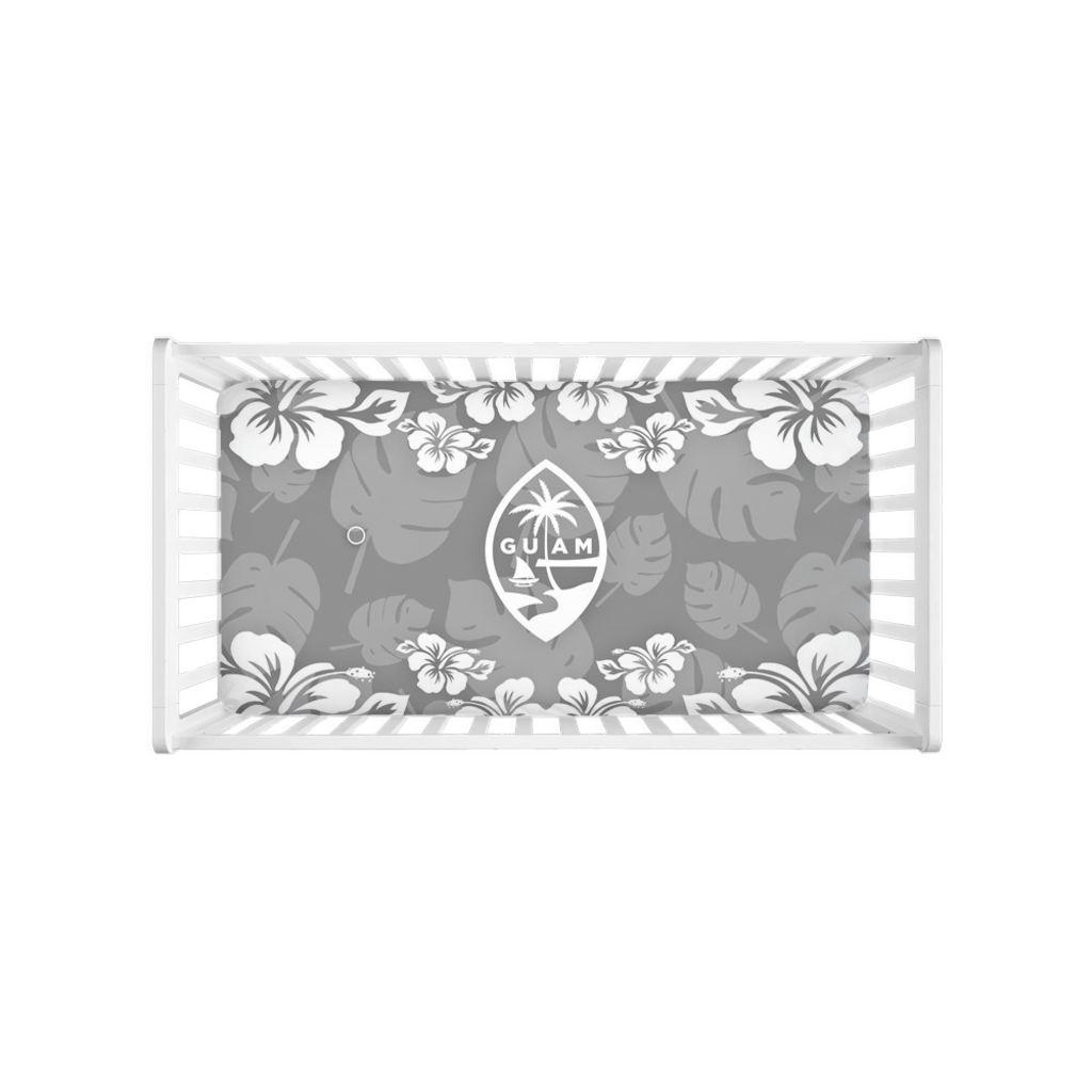 Guam Seal Gray Hibiscus Baby Crib Sheet