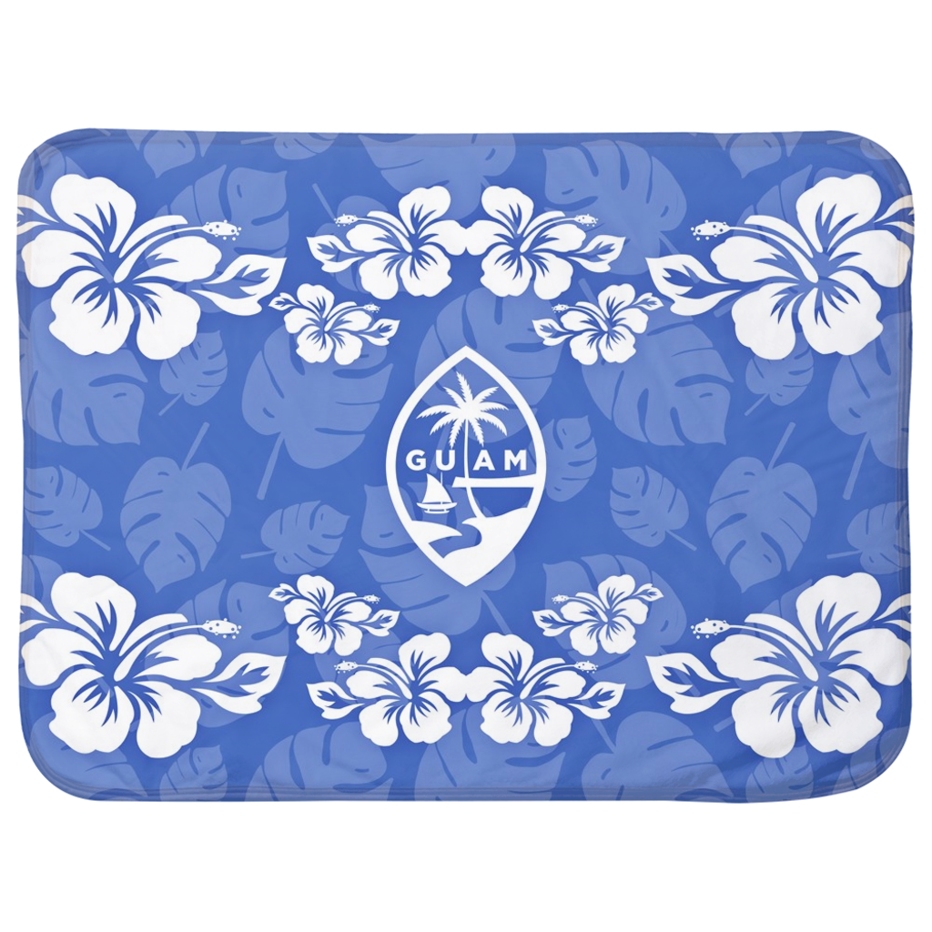 Guam Seal Blue Hibiscus Baby Sherpa Blanket