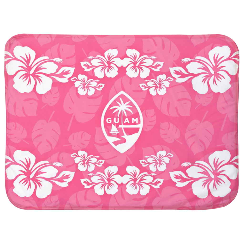 Guam Seal Pink Hibiscus Baby Sherpa Blanket