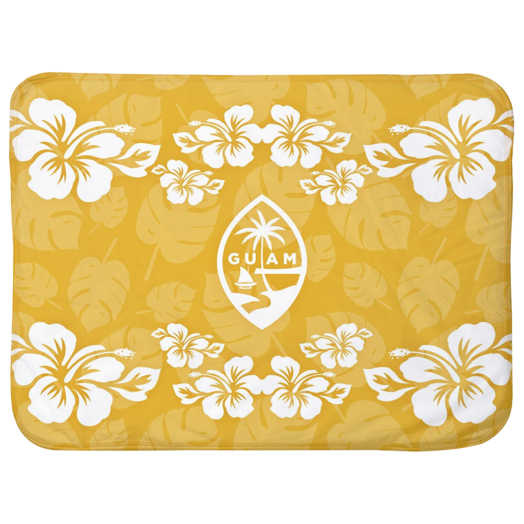 Guam Seal Yellow Gold Hibiscus Baby Sherpa Blanket