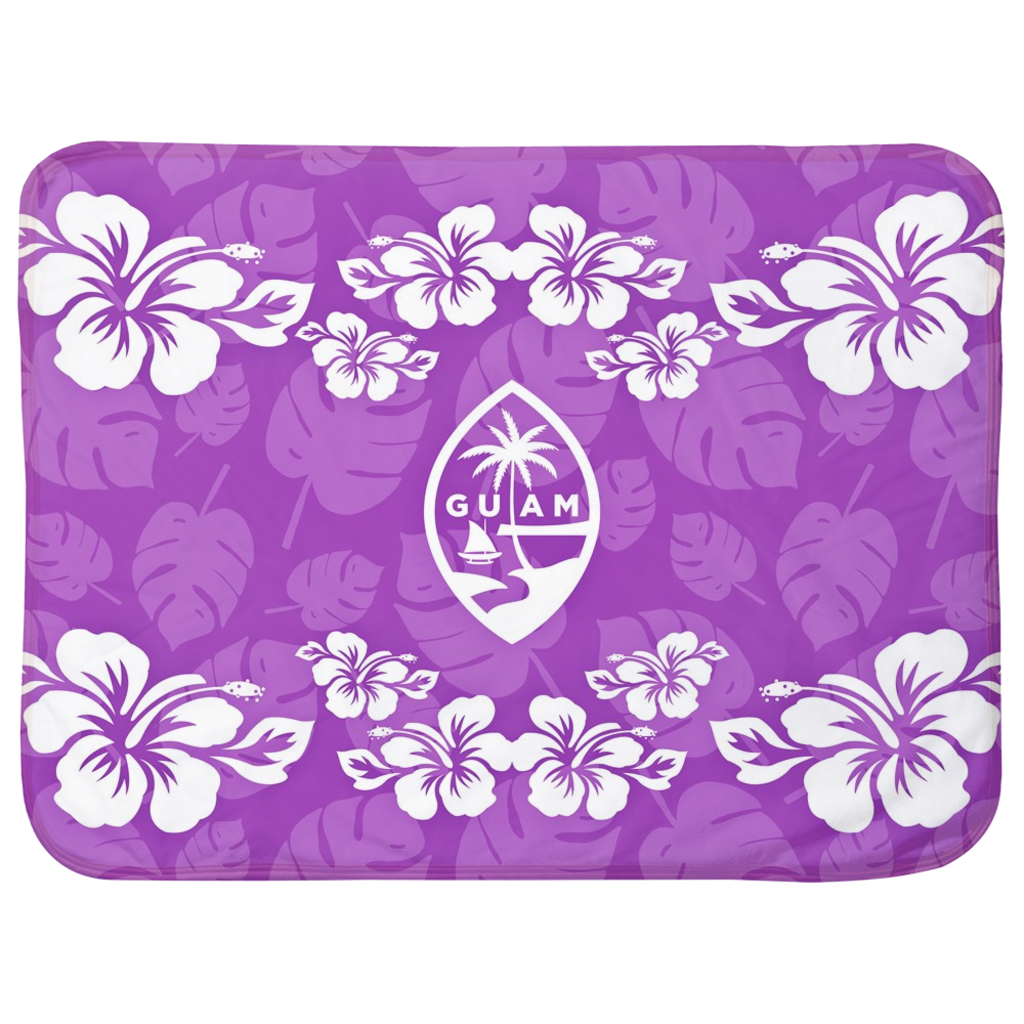 Guam Seal Purple Hibiscus Baby Sherpa Blanket