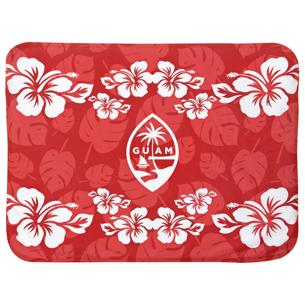 Guam Seal Red Hibiscus Baby Sherpa Blanket