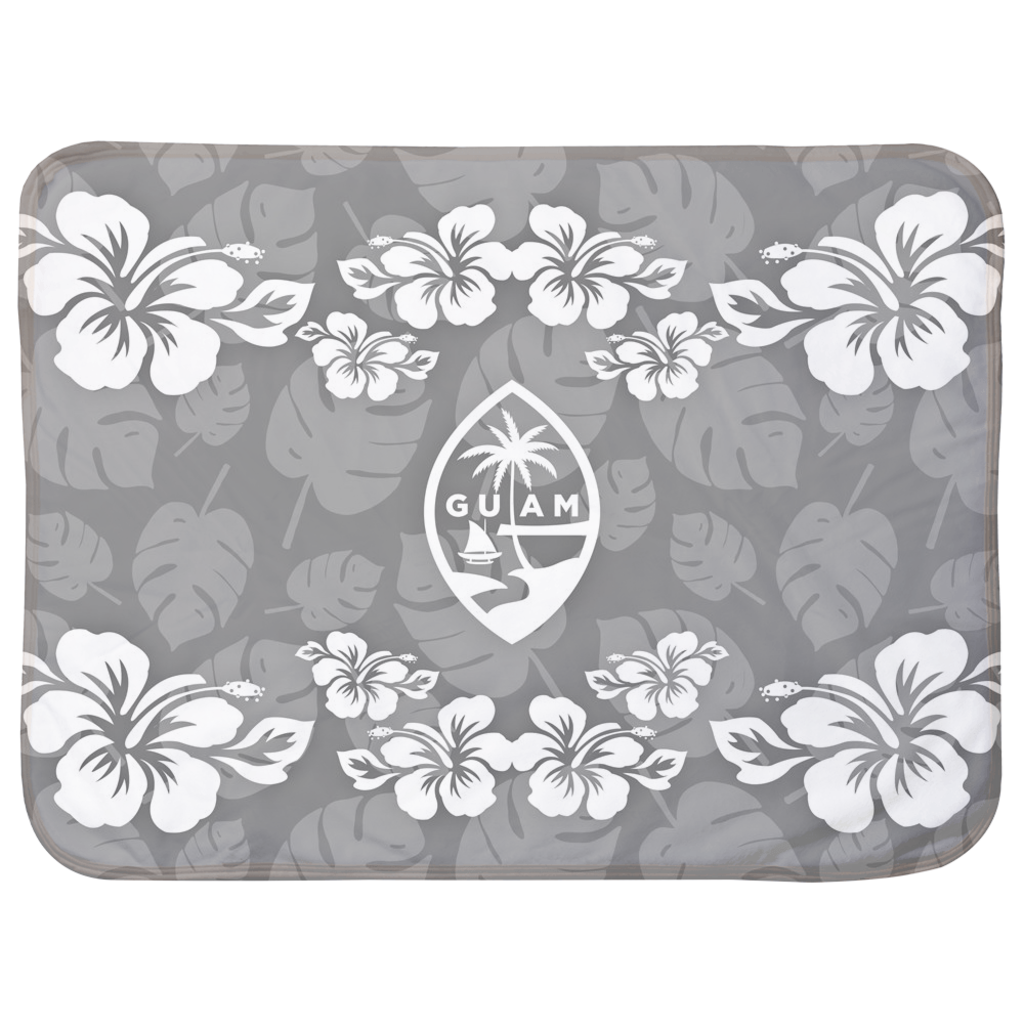 Guam Seal Gray Hibiscus Baby Sherpa Blanket
