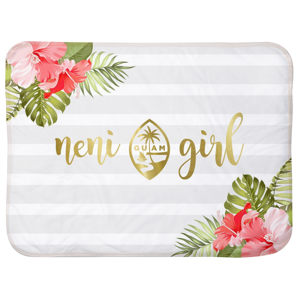 Guam Seal Neni Girl Hibiscus Sherpa Baby Blanket