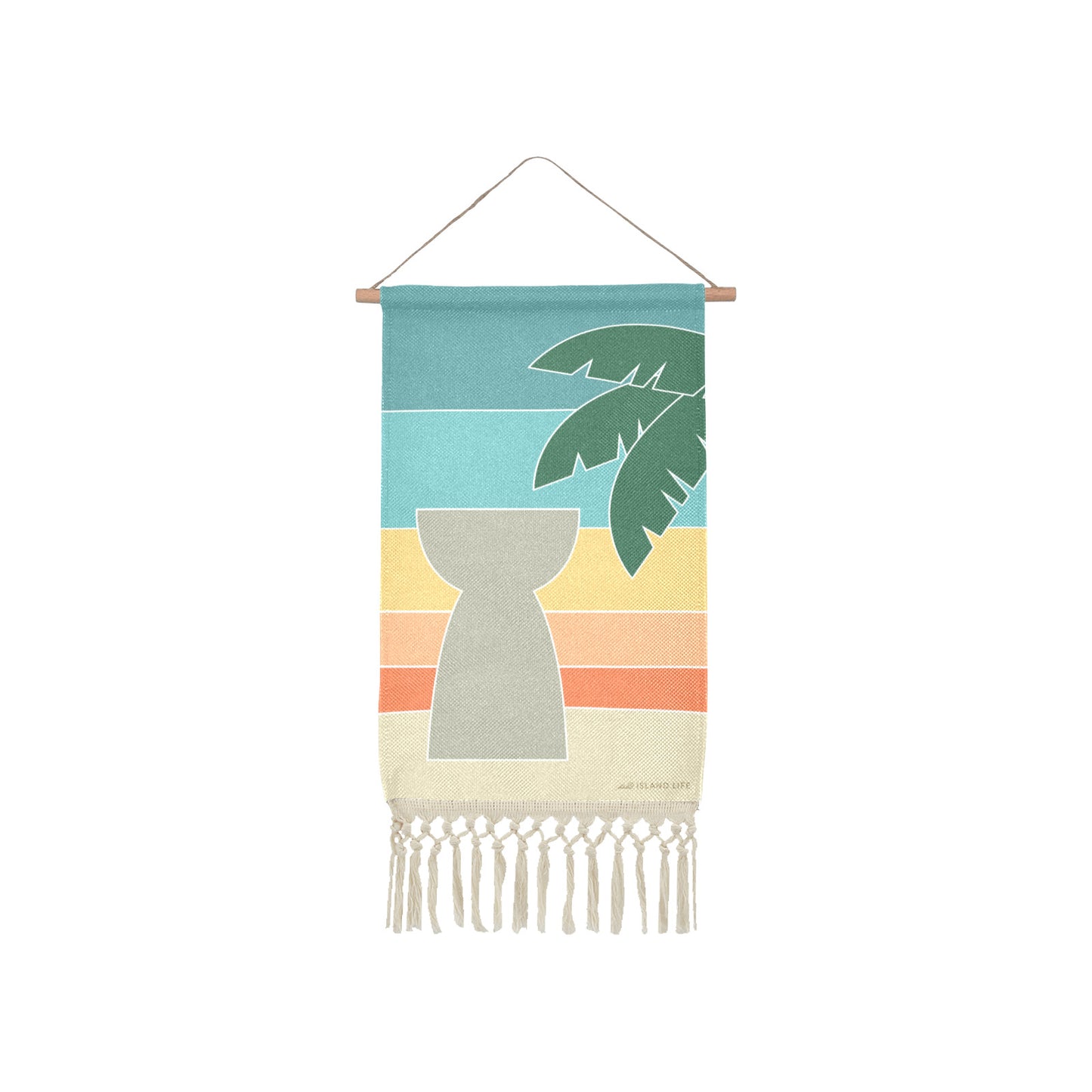 Retro Latte Stone Guam CNMI Linen Hanging Poster
