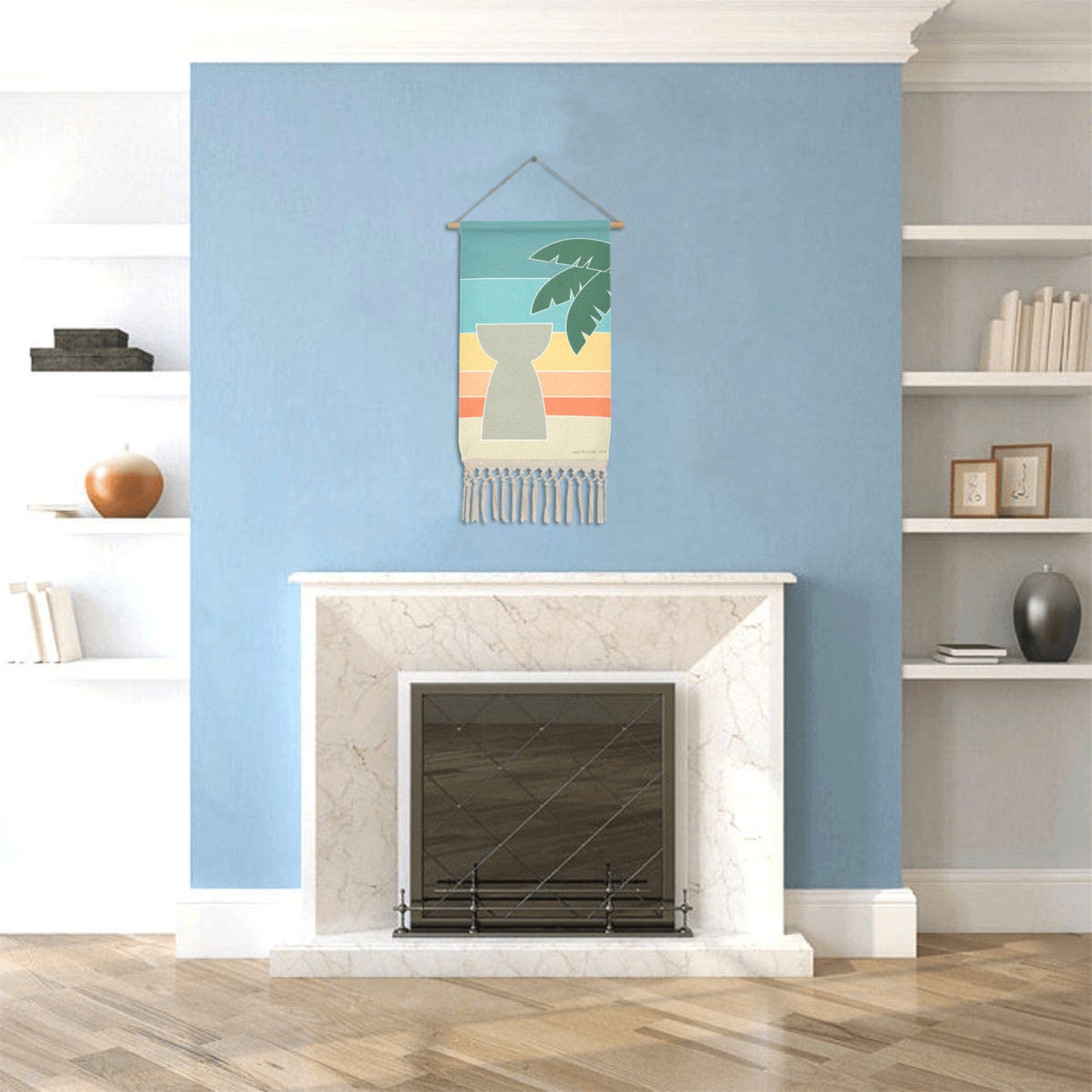 Retro Latte Stone Guam CNMI Linen Hanging Poster