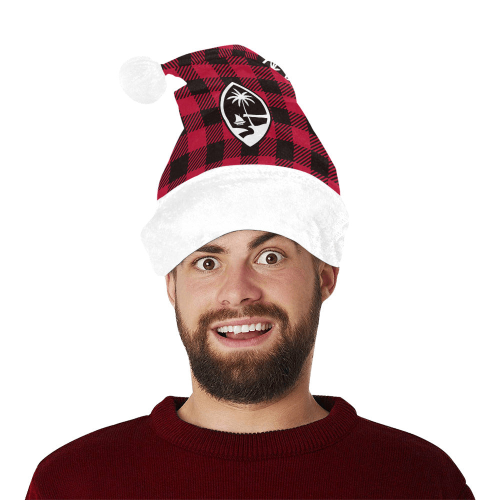 Guam Seal Buffalo Plaid Santa Hat