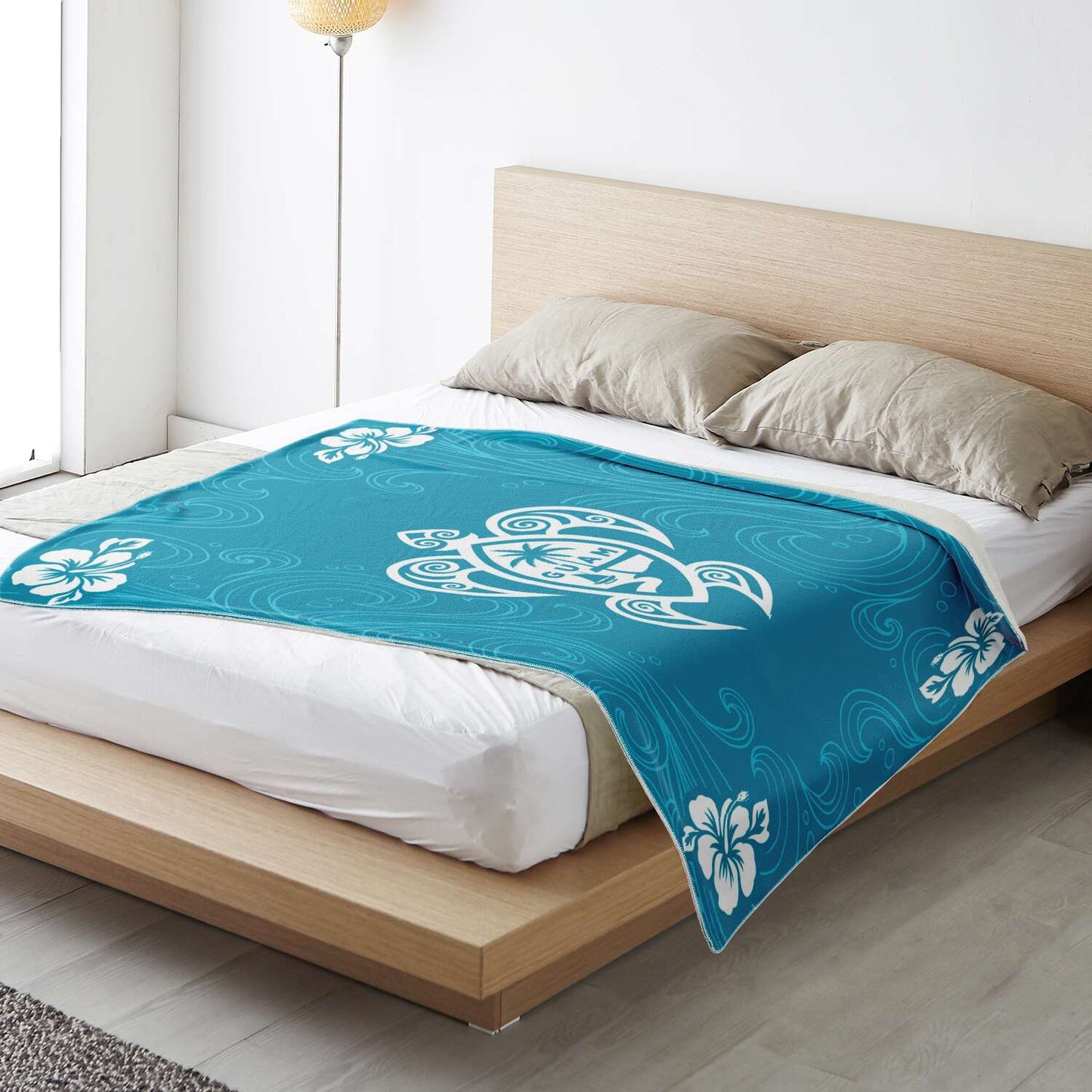 Guam Tribal Turtle Hibiscus Microfleece Blanket