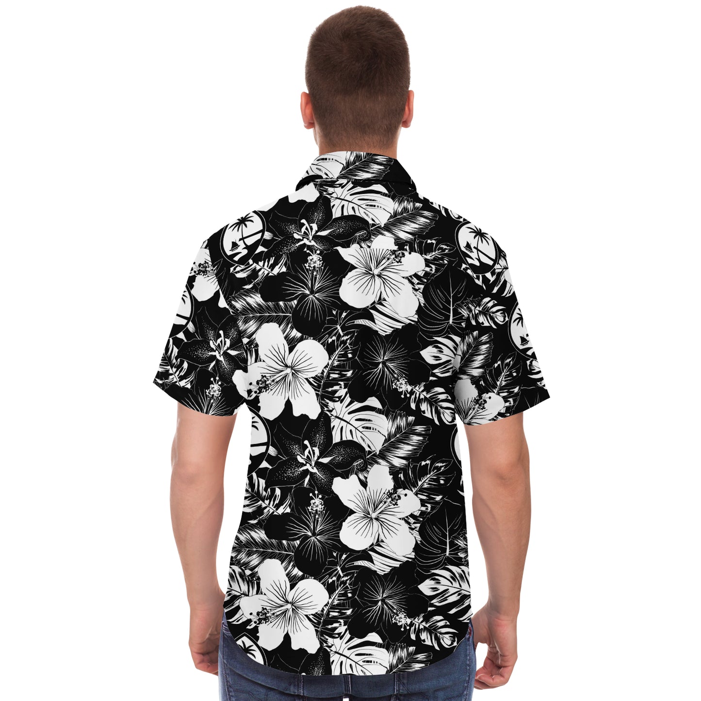 Guam Black Hibiscus Button Down Shirt Size Medium - Ready to Ship