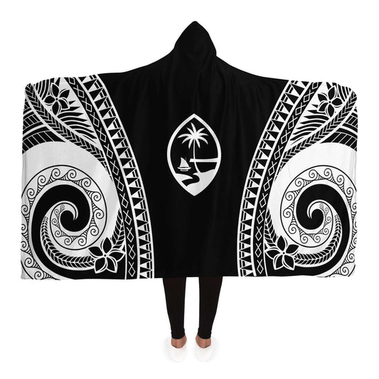 Guam Tribal Black Premium Sherpa Hooded Blanket