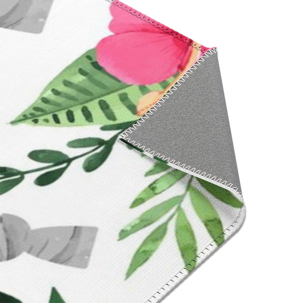 Latte Stone Pink Hibiscus Nursery Area Rug