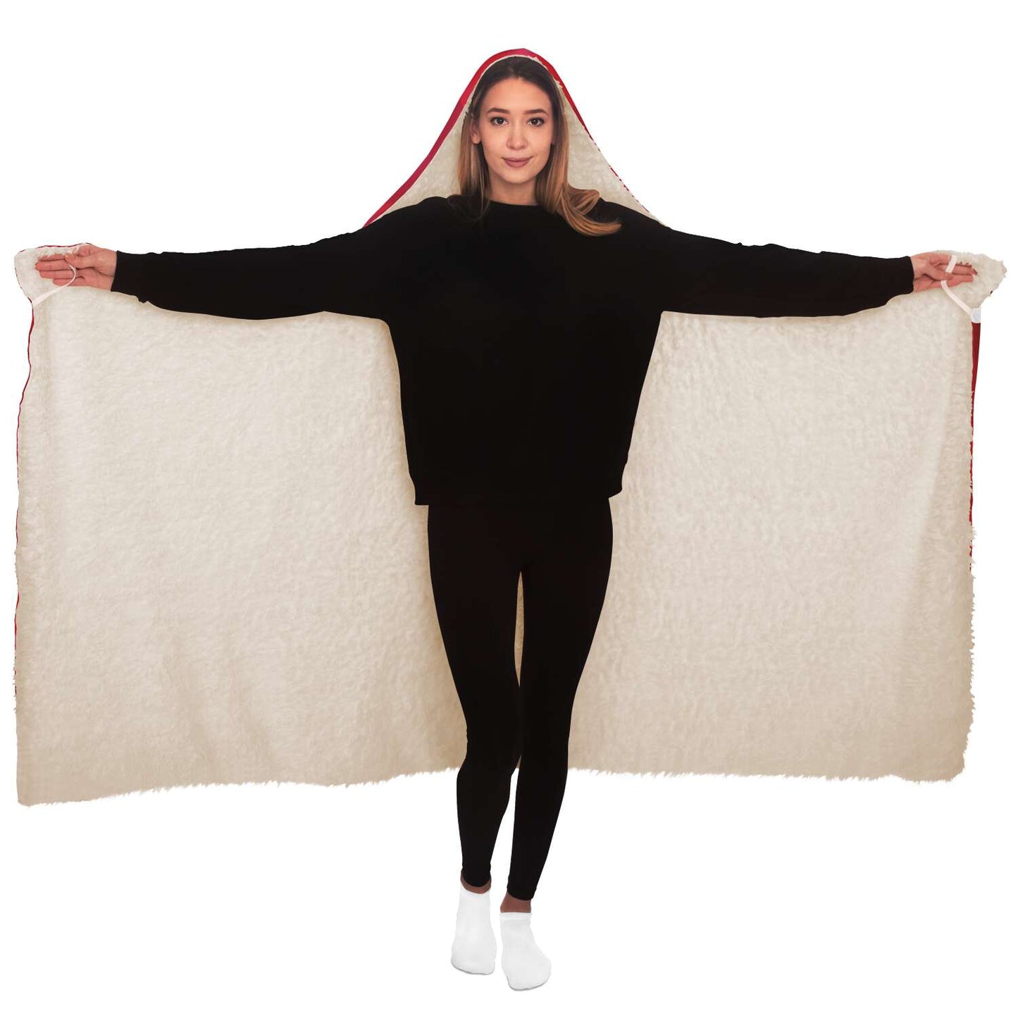 Guam Classic Red Hibiscus Premium Sherpa Hooded Blanket