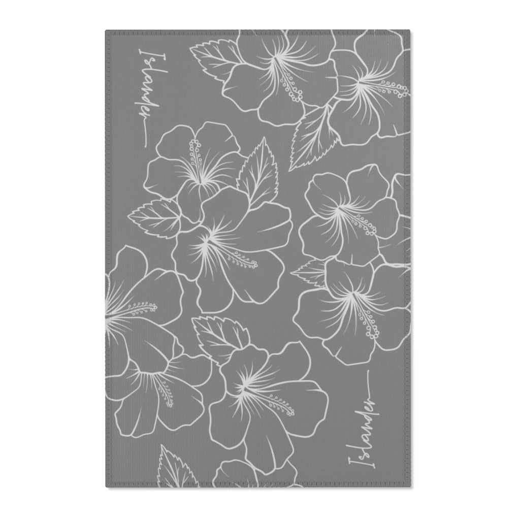 Guam CNMI Modern Hibiscus Gray Area Rug