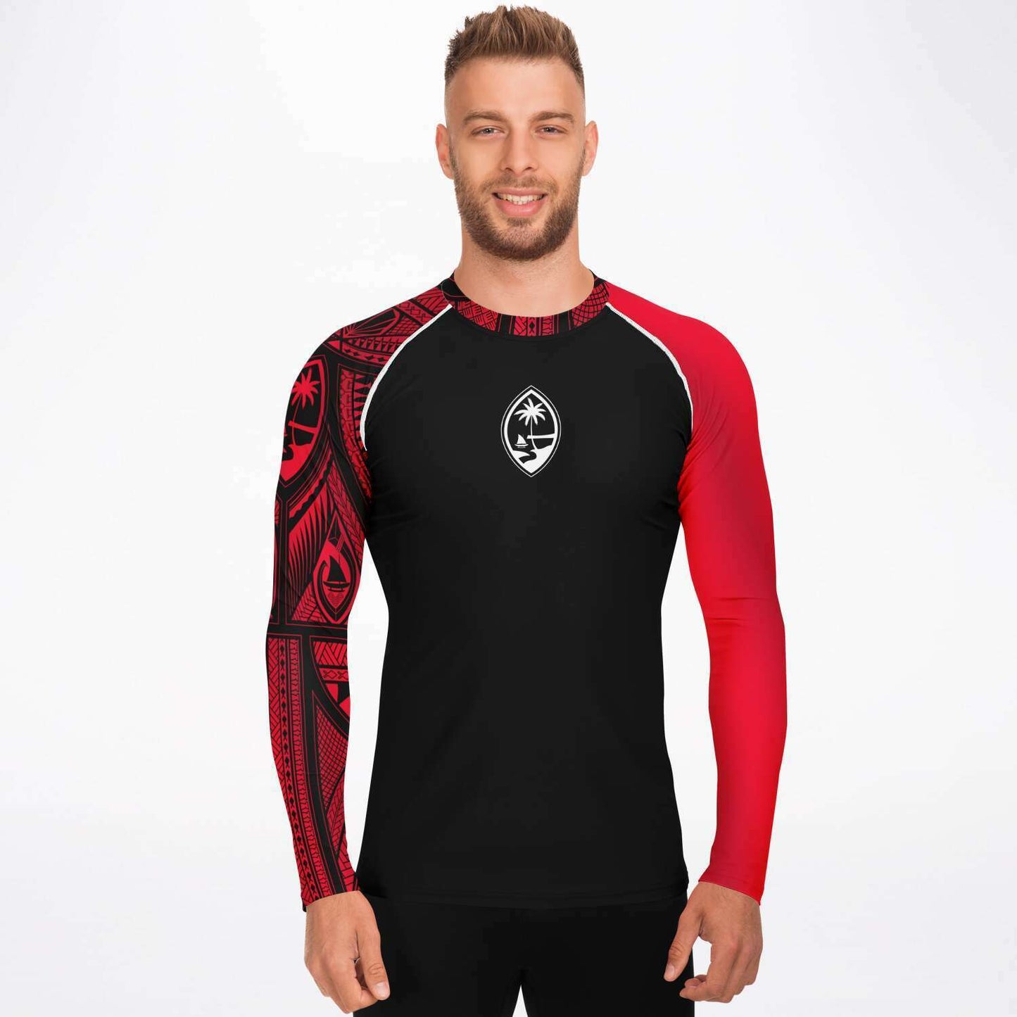 Guahan Tribal Men's Red Rashguard