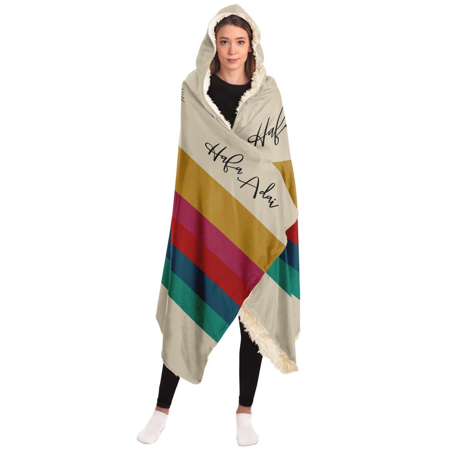Hafa Adai Retro Rainbow Sunset Guam CNMI Hooded Blanket