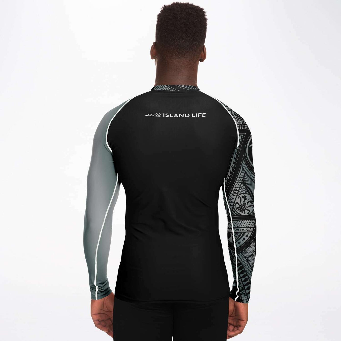 Guahan Tribal Men's Gray Rashguard
