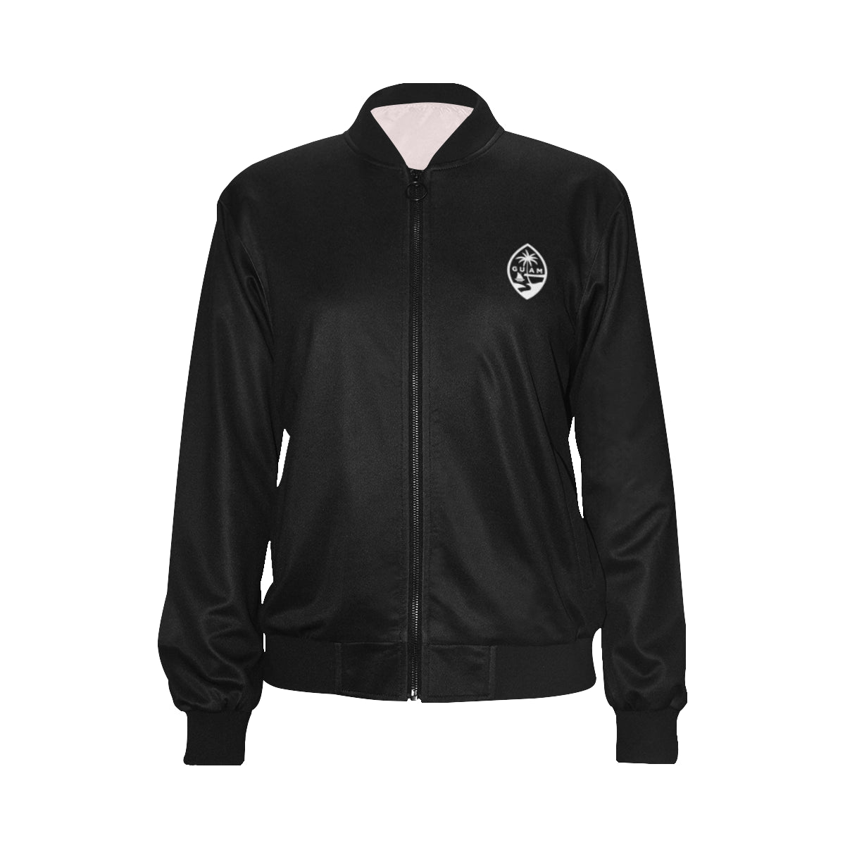 Guam Map Black Women's Bomber Jacket