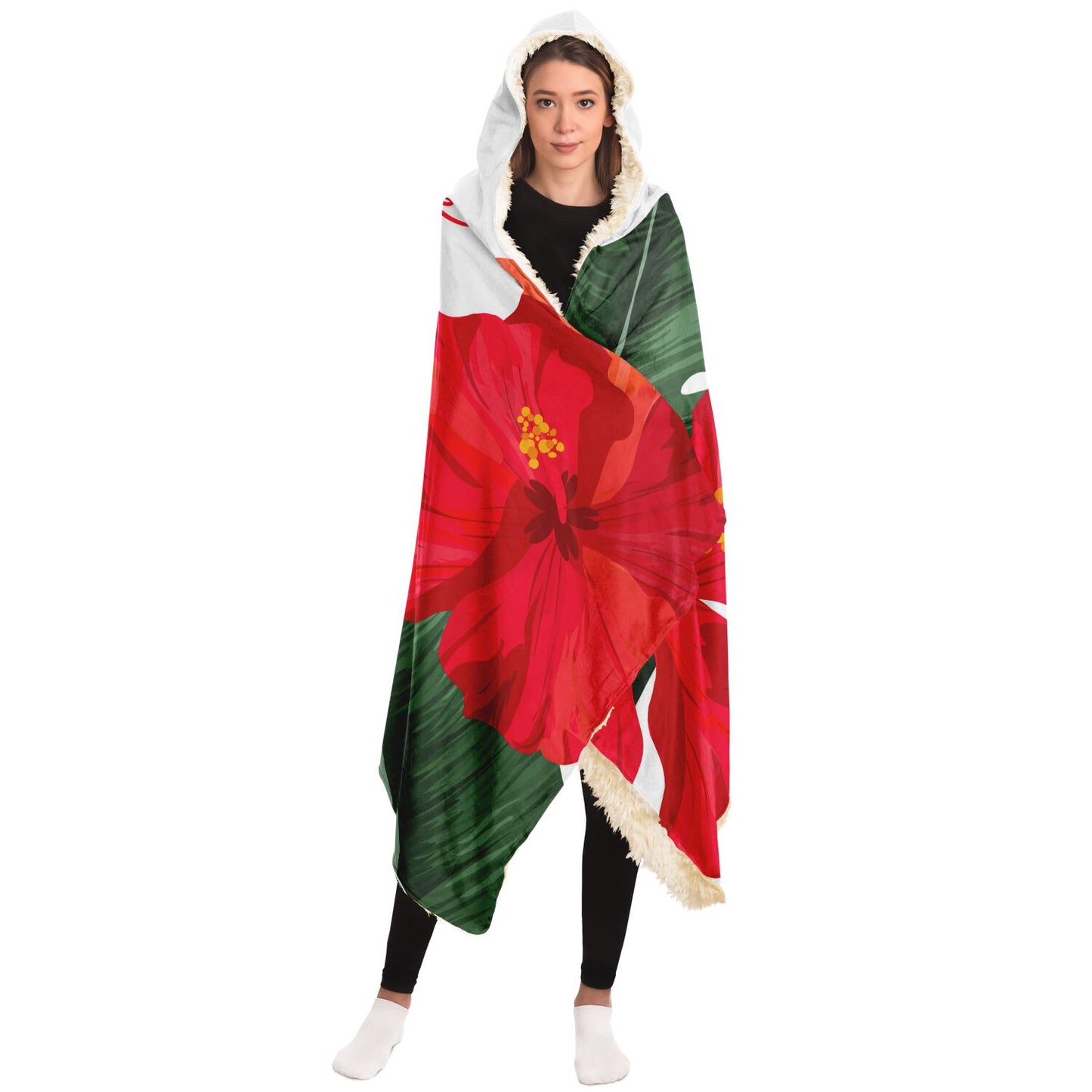 Guam Hibiscus Paradise Premium Sherpa Hooded Blanket
